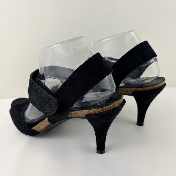 Pedro Garcia Black Suede Heels Sandals Womens EU 40 US 9 Ankle Strap Chic - Picture 4 of 10